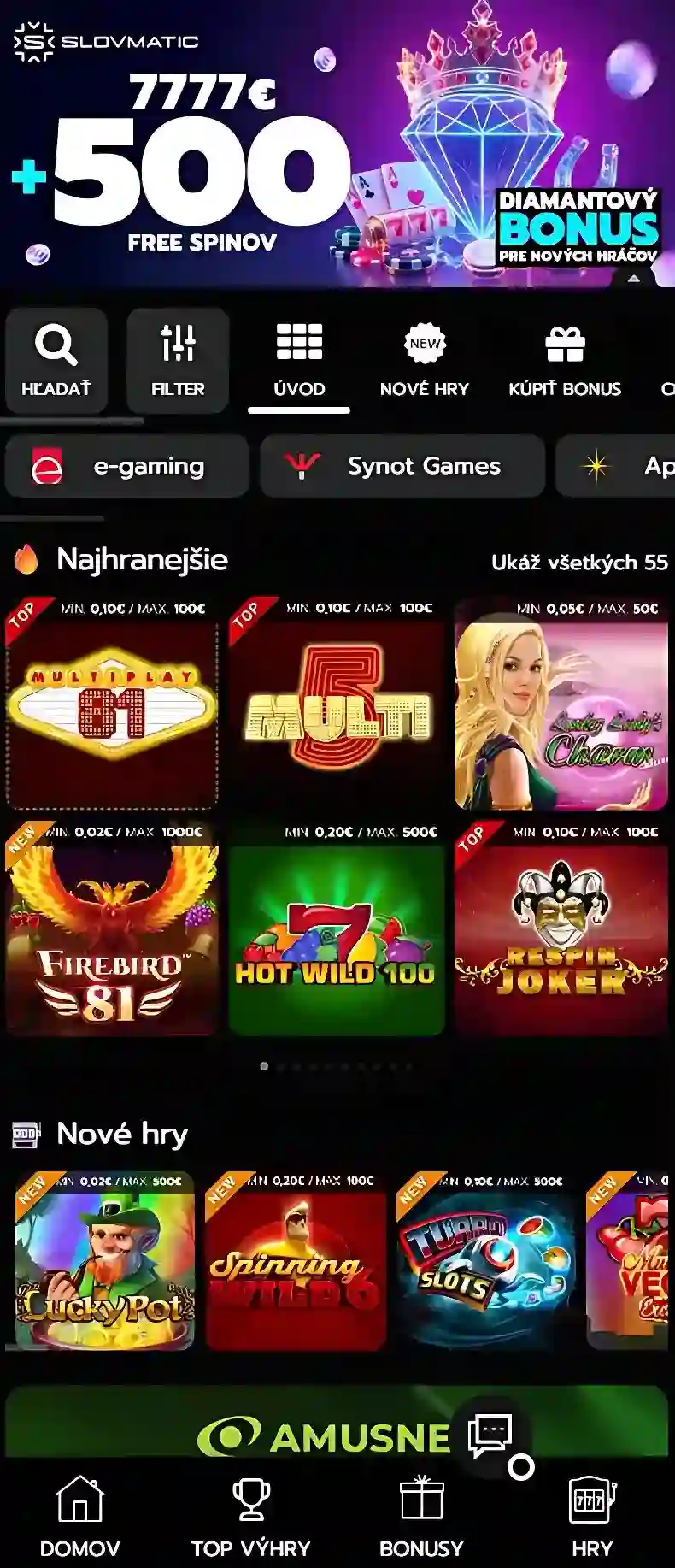 slovmatic mobile casino